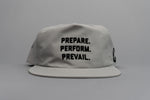 Load image into Gallery viewer, Wolf Grey Prepare. Perform. Prevail. Performance Nylon Snapback
