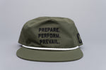 Load image into Gallery viewer, Military Grade Prepare. Perform. Prevail. Performance Nylon Snapback
